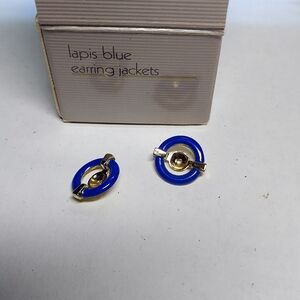 Vintage Avon Gold and Lapis Blue Earring Jackets
